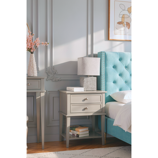 Sunvega Elegant Contemporary Nightstand with Open Shelf for Compact Storage
