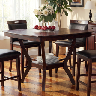 Sunvega Contemporary Espresso Finish Solid Wood Counter Height Dining Table with Shelve