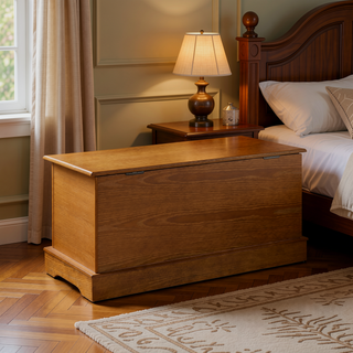 Sunvega Honey Cedar Wood Storage Chest with Locking Lid for Home Organization