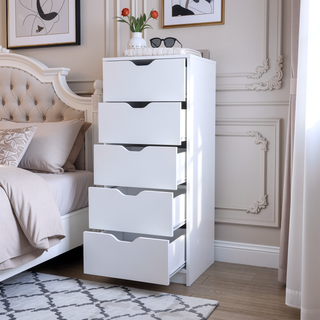 Sunvega Dillon 5 Narrow Drawer Dresser Tall Chest of Drawers with Pull-Out Mechanism