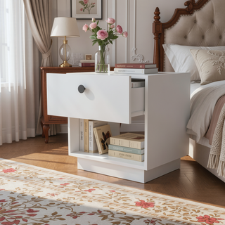 Sunvega Nightstand with Storage Shelf and Drawer for Bedroom Organization