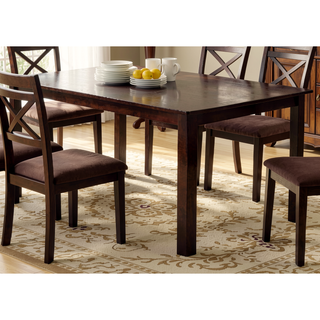 Sunvega Transitional Espresso Finish 7pc Dining Table Set with Cross Back Chairs