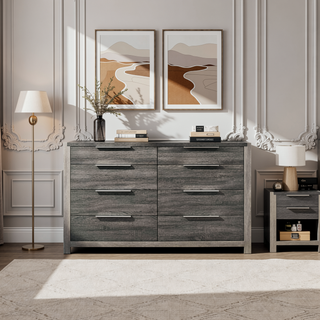 Sunvega 5 Drawer Chest in Jehoram Gray Finish with Wood Center Glide Drawers
