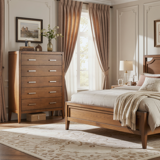 Sunvega Transitional Light Brown Nightstand with Dovetail Drawer and Open Shelf