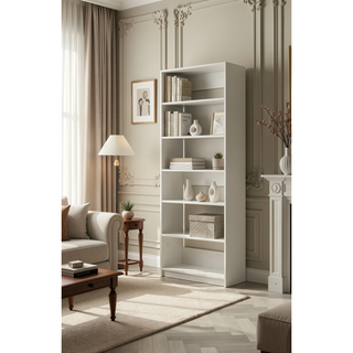 Sunvega White Wood Walk-In Closet with Two Rods and Oak Finish