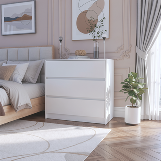 Sunvega Modern 3 Drawer Dresser with Wood Top for Bedroom Storage