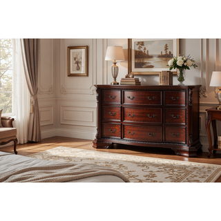 Sunvega Traditional Formal Style Nightstand with Genuine Marble Top and Three Drawers