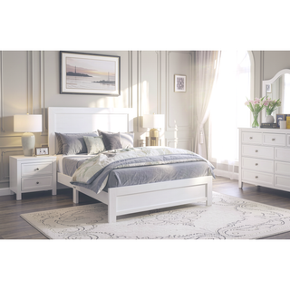 Sunvega Natural Finish Full Bed with Headboard Footboard and Rails