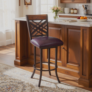 Sunvega Mivara 30 inch Barstool with Brown PU Upholstery and Stainless Steel Base