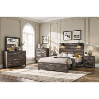 Sunvega Contemporary Brown Mix Finish Nightstand with Two Storage Drawers and Black Metal Pull
