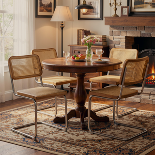 Sunvega Modern Mid Century Velvet Rattan Dining Chairs with Chrome Legs Set of 2