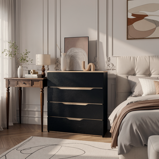 Sunvega Wengue and Light Oak Finish Four Drawer Dresser with Spacious Storage
