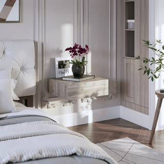 Sunvega Wall-Mounted Nightstand with Drawer for Bedroom and Living Room