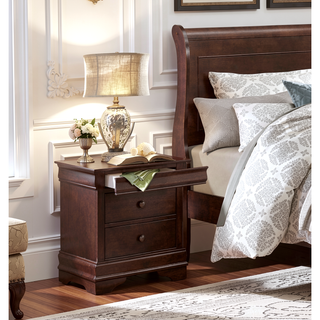 Sunvega Brown Cherry Finish Louis Phillipe Style 6 Drawer Dresser with Hidden Jewelry Storage
