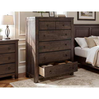 Sunvega Brown Farmhouse Style 5-Drawer Chest with Safety Hardware