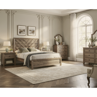 Sunvega Contemporary Light Brown Wood Nightstand with Two Storage Drawers