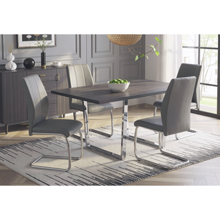 Sunvega Modern Dining Table with Grey Laminate Top and Chrome Metal Legs