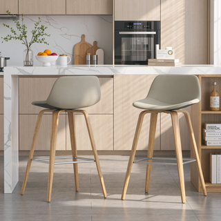 Sunvega Mid-Century Modern Bentwood Counter Bar Height Stool Set of 2