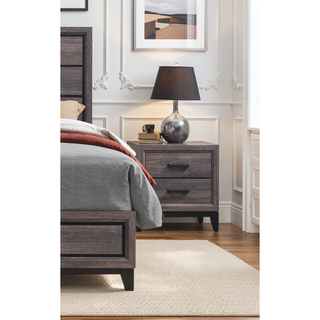 Sunvega Mirage Grey Nightstand with 2 Drawers and Black Hardware