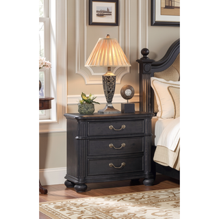 Sunvega Traditional Dark Finish Antique Metal Drawer Pull 3-Drawer Nightstand