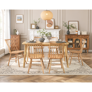 Sunvega Natural Oak Finish Casual Look Dining Table for 6 Kitchen Furniture