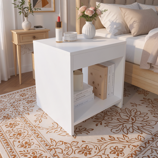 Sunvega Black Nightstand with Open Shelf Storage for Bedroom Room Layouts