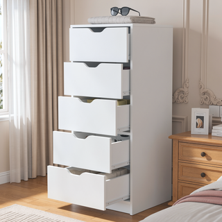 Sunvega Modern 4 Drawers Dresser with 2 Cabinets for Bedroom Storage