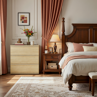 Sunvega Modern Nightstand with 3 Drawers and Minimalist Silhouette for Bedroom Use