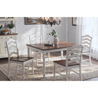 Sunvega 5 Piece Counter-Height Dining Set with Oak Top Table and 4 Ladder Back Chairs