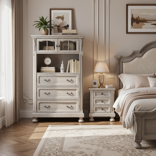 Sunvega Antique Gray Transitional Design Chest with Five Storage Drawers