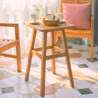 Sunvega Honey Eucalyptus Wooden Outdoor Dining Stool with Weather Resistant Finish