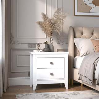 Sunvega White Windsor 2-Drawer Nightstand with Modern Style Legs