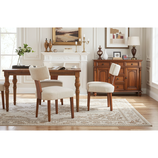 Sunvega Set of 2 Linen Fabric Modern Armless Dining Chairs With Curved Backrest