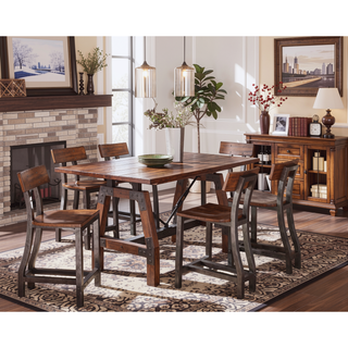 Sunvega 7-Drawer Dresser in Rustic Brown and Gunmetal Finish Wooden Furniture