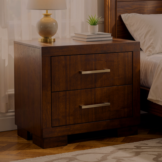 Sunvega Wooden Nightstand with Two Drawers in Rich Cappuccino Finish