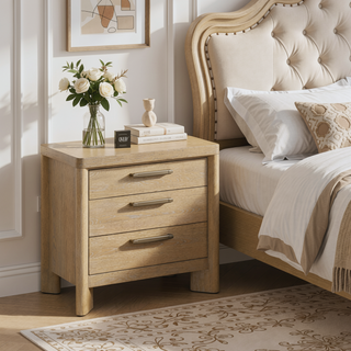 Sunvega Sand Dune Contemporary 3-Drawer Nightstand for Bedroom