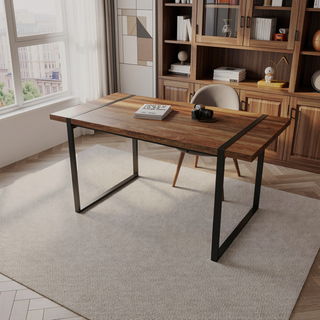Sunvega Modern Industrial Rectangular MDF Dining Table for 4-6 People