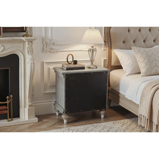 Sunvega Champagne Nightstand with Wood Construction 28 by 18 by 28 Inches