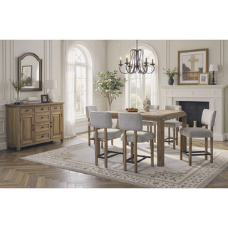 Sunvega English Knotty Oak Veneer Counter Height Table with Rounded Corners and Sturdy Legs