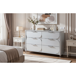 Sunvega Sleek Silver Tone Nightstand with Spacious Drawers and Textured Fronts