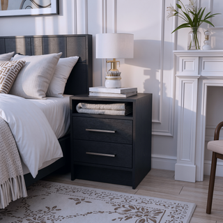 Sunvega Philadelphia Two Drawer Nightstand with Concealed Open Shelf