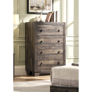 Sunvega Rustic Brown Gray Finish Wooden Nightstand with Two Drawers for Bedroom
