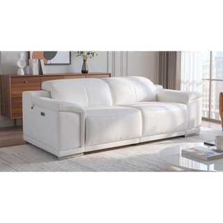 Sunvega Genuine Italian Leather Power Reclining Sofa with USB Charger