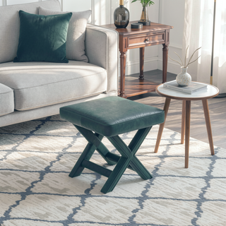 Sunvega Mid-Century Modern Velvet Accent Bench with X-Crossed Legs for Living Room