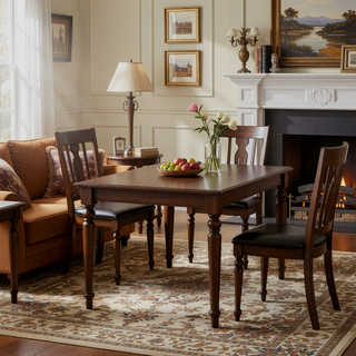 Sunvega Charcoal Brown Finish 5PC Dining Set with 4 X-Back Side Chairs