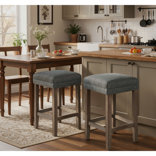 Sunvega Transitional Antique Blue and Gray Finish Dining Table Set with USB Outlet