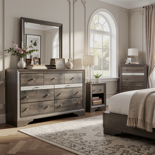 Sunvega Modern Black Nightstand with Hidden Jewelry Drawer and Nickel Knob