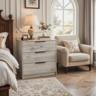 Sunvega Superior Top Light Gray Dresser with 3 Large Storage Drawers