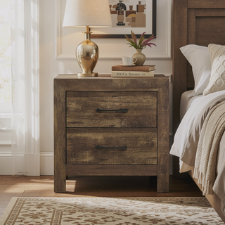 Sunvega Natural Finish Full Bed with Headboard Footboard and Rails