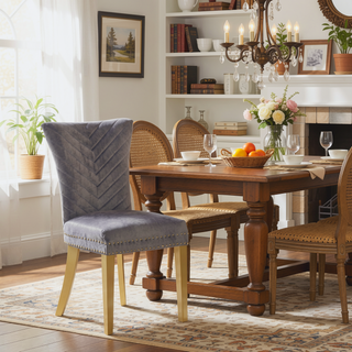 Sunvega Gold Velvet Upholstered Dining Chairs with Tufted Design and Metal Legs